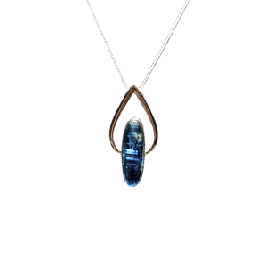 Blue Kyanite Tear Drop Pendant in 925 Sterling Silver with chain - Alignment, Communication & Inner Harmony - Heavenly Crystals Online