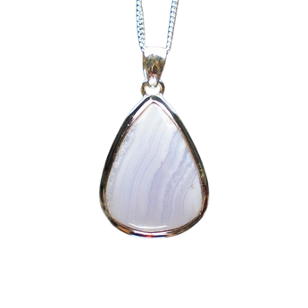 Blue Lace Agate Tear Drop Pendant | 925 Silver | Calm & Peace - Heavenly Crystals Online