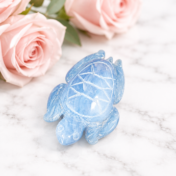 Blue Lace Agate Turtle (37g) Calming & Communication - Heavenly Crystals Online 