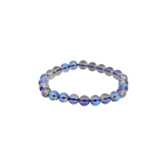Blue Rainbow Aura Quartz Bracelet (8mm) Joy, Clarity & High‑Vibrational Energy - Heavenly Crystals Online