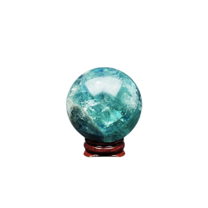 Fluorite Sphere with wooden stand - 247 grams