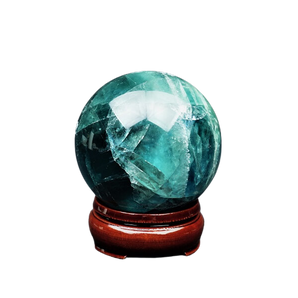 Fluorite Sphere with wooden stand - 495 grams
