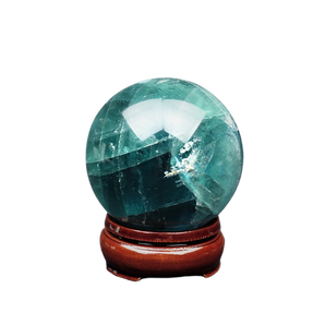 Fluorite Sphere with wooden stand - 495 grams