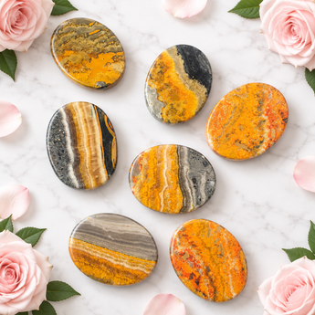 Bumblebee Jasper Flat Worry Stone – Confidence, Creativity & Personal Power - Heavenly Crystals Online