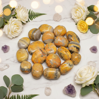 Bumblebee Jasper Oval Tumble Stone – Confidence, Creativity & Vitality -Heavenly Crystals Online