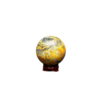 Bumblebee Jasper Sphere with Wooden Stand (203g) – Vitality, Confidence & Creative Flow - Heavenly Crystals Online