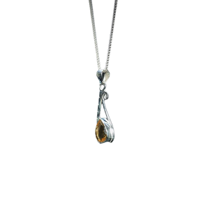 Citrine Faceted Pendant 925 Sterling Silver