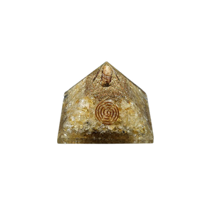 Citrine, Clear Quartz, Copper Orgonite Pyramid - 264 grams