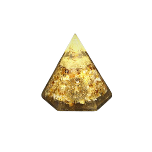 Citrine, Clear Quartz, Copper Orgonite Hexagonal Pyramid - 336 grams