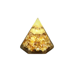 Citrine, Clear Quartz, Copper Orgonite Hexagonal Pyramid - 336 grams