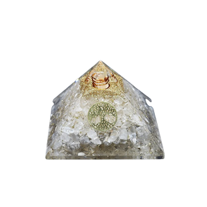 Clear Quartz, Copper, Tree of Life Orgonite Pyramid - 220 grams
