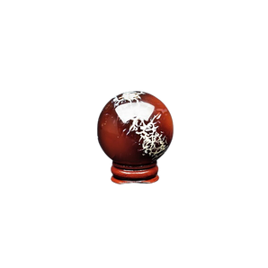 Carnelian Sphere with wooden stand - 142 grams