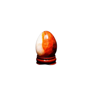 Carnelian Egg with wooden stand (62g) Strength, Courage & Grounding - Heavenly Crystals Online