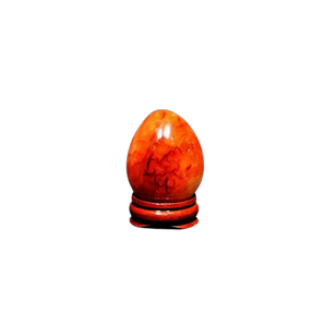 Carnelian Egg with wooden stand (62g) Strength, Courage & Grounding - Heavenly Crystals Online