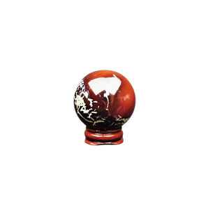 Carnelian Sphere with Wooden Stand (142g) – Vitality, Creativity, Motivation & Sacral Energy - Heavenly Crystals Online
