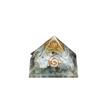 Celestite, Clear Quartz & Copper Orgonite Pyramid – Healing Crystal for Clarity, Protection & Spiritual Energy | Calm, Higher Guidance, Energy Clearing & EMF Support - Heavenly Crystals Online