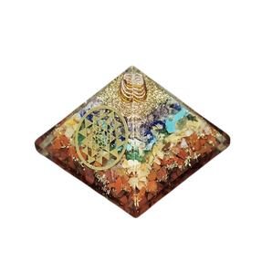 Chakra Orgonite Pyramid – Clear Quartz, Copper & Sri Yantra (Energy Harmonizer) - Chakra Balancing, Energy Alignment, Manifestation & Sacred Geometry Activation - Heavenly Crystals Online