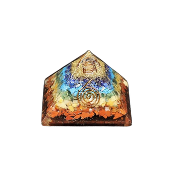 Chakra Orgonite Pyramid with Clear Quartz & Copper (224g) – Chakra Balancing, Energy Alignment & Aura Cleansing - Heavenly Crystals Online