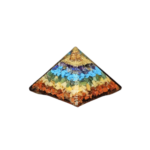 Chakra Orgonite Pyramid with Clear Quartz, Copper & Ruyi Pattern (236g) – Chakra Balancing, Prosperity Flow & Energy Alignment - Heavenly Crystals Online