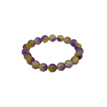 Chalcedony Purple Yellow Bracelet (9mm to 10mm) Intuition, Joy & Emotional Balance - Heavenly Crystals Online
