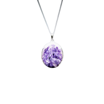 Charoite Oval Pendant (A) | 925 Silver | Transformation - Heavenly Crystals Online