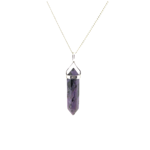 Charoite Double Terminated Pendant 925 Sterling Silver