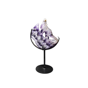 Chevron Amethyst Wolf on stand - 290 grams