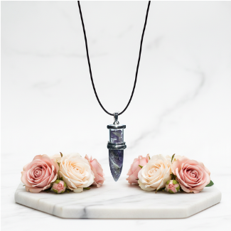 Chevron Amethyst Crystal Point Pendant – Intuition, Calm & Spiritual Clarity - Heavenly Crystals Online