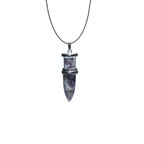 Chevron Amethyst Crystal Point Pendant – Intuition, Calm & Spiritual Clarity - Heavenly Crystals Online