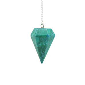 Chrysocolla Dyed Howlite Pendulum with Velvet Pouch - Calm, Communication & Balance - Heavenly Crystals Online