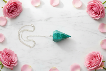 Chrysocolla Dyed Howlite Pendulum with Velvet Pouch - Calm, Communication & Balance - Heavenly Crystals Online