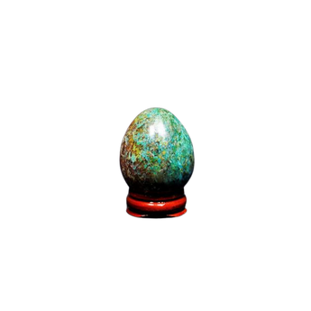 Chrysocolla Egg with wooden stand (88g) Soothing Energy & Inner Harmony - Heavenly Crystals Online