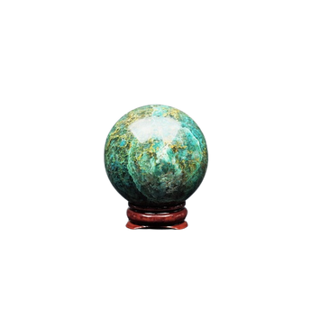 Chrysocolla Sphere with Wooden Stand (166g) – Calming Communication, Heart Healing & Feminine Wisdom - Heavenly Crystals Online