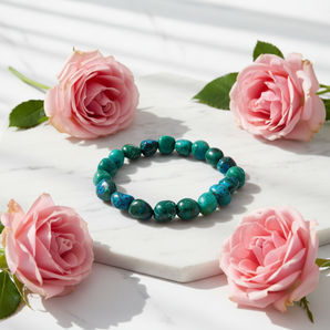 Chrysocolla Tumbled Bracelet - Calm Communication, Emotional Healing & Inner Strength - Heavenly Crystals Online