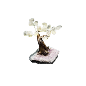 Citrine Bonsai Tree with Amethyst Cluster (131g) - Abundance, Calm & High‑Vibration Crystal Decor - Heavenly Crystals Online