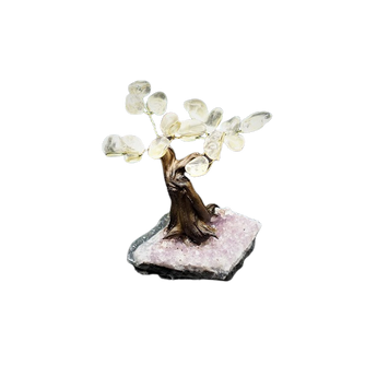 Citrine Bonsai Tree with Amethyst Cluster (131g) - Abundance, Calm & High‑Vibration Crystal Decor - Heavenly Crystals Online