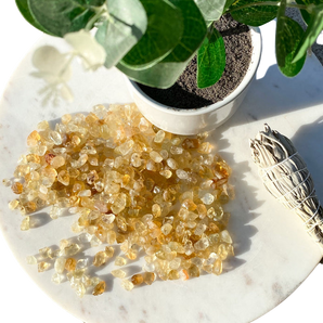 Citrine Chips (100g) Pouch for Abundance, Manifestation & Solar Plexus Energy - Heavenly Crystals Online