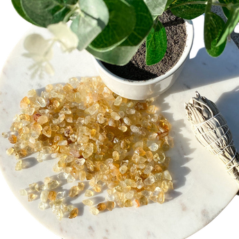 Citrine Chips (100g) Pouch for Abundance, Manifestation & Solar Plexus Energy - Heavenly Crystals Online