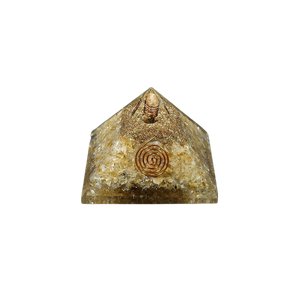 Citrine, Clear Quartz & Copper Orgonite Pyramid (264g) – Abundance, Clarity, Energy Activation & EMF Protection - Heavenly Crystals Online