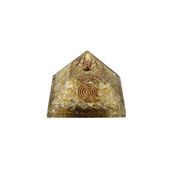 Citrine, Clear Quartz & Copper Orgonite Pyramid (264g) – Abundance, Clarity, Energy Activation & EMF Protection - Heavenly Crystals Online