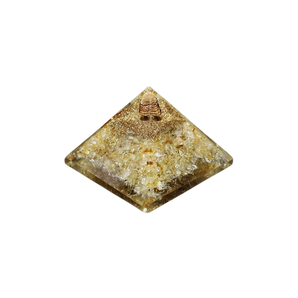 Citrine, Clear Quartz & Copper Orgonite Pyramid (264g) – Abundance, Clarity, Energy Activation & EMF Protection - Heavenly Crystals Online