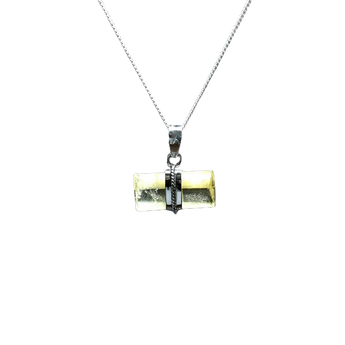 Citrine Cylinder Pendant in 925 Sterling Silver Chain – Abundance & Energy - Heavenly Crystals Online