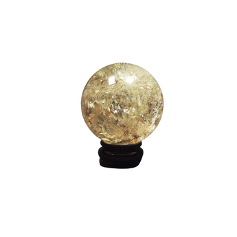 Citrine Natural Crystal Sphere with Wooden Stand (347g) – Abundance, Joy, Manifestation & Positive Energy - Heavenly Crystals Online