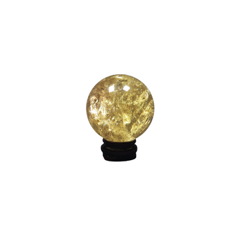 Citrine Natural Crystal Sphere with Wooden Stand (364g) – Abundance, Joy, Manifestation & Positive Energy - Heavenly Crystals Online