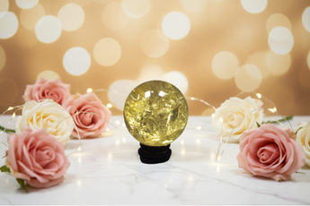 Citrine Natural Crystal Sphere with Wooden Stand (410g) – Abundance, Joy, Manifestation & Positive Energy - Heavenly Crystals Online