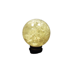 Citrine Natural Crystal Sphere with Wooden Stand (483g) – Abundance, Joy, Manifestation & Positive Energy - Heavenly Crystals Online