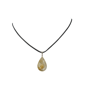 Citrine Teardrop Pendant on Black Cord – Abundance, Joy & Positive Energy - Heavenly Crystals Online
