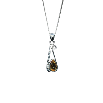 Citrine Teardrop Twisted Frame Pendant | 925 Silver | Joy - Heavenly Crystals Online