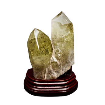 Citrine Twin Flame Generator Points on Wooden Base (1.174kg) – Union, Abundance & Manifestation - Heavenly Crystals Online