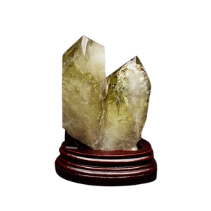 Citrine Twin Flame Generator Points on Wooden Base (1.174kg) – Union, Abundance & Manifestation - Heavenly Crystals Online